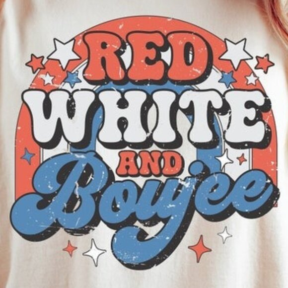 Red White and Boujee, Retro Groovy 4th of July Shirt - Picture 2 of 4